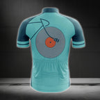 Vinyl Record Blue Teal Cycling Short Sleeve Jersey For Men, Vinyl Lover Cycling Jerseys CG0707