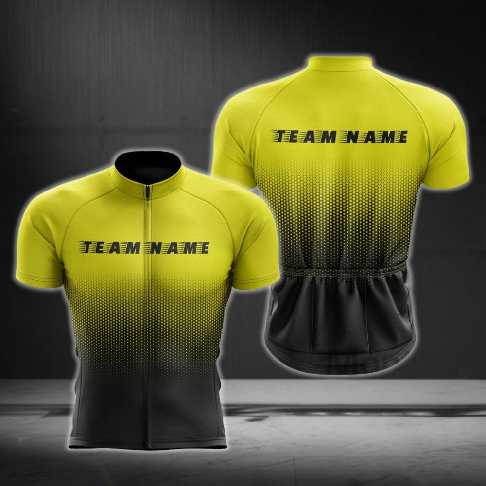Custom Team Black And Yellow Short Sleeve Jersey For Men, Custom Cycling Team Jersey CG0497