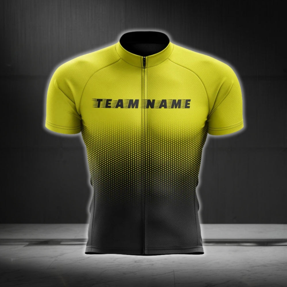 Custom Team Black And Yellow Short Sleeve Jersey For Men, Custom Cycling Team Jersey CG0497