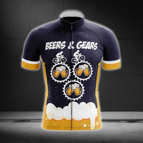 Beers And Gears Cycling Short Sleeve Jersey For Men, Beer Cycling Jerseys CG0658