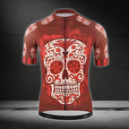 Skull Red Cycling Short Sleeve Jersey For Men, Skull Cycling Jerseys CZ0097