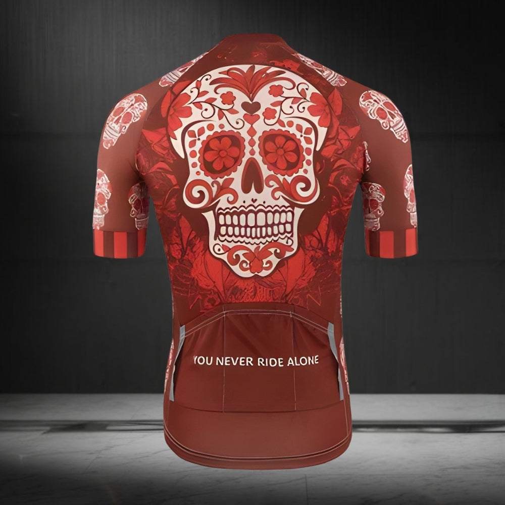Skull Red Cycling Short Sleeve Jersey For Men, Skull Cycling Jerseys CZ0097