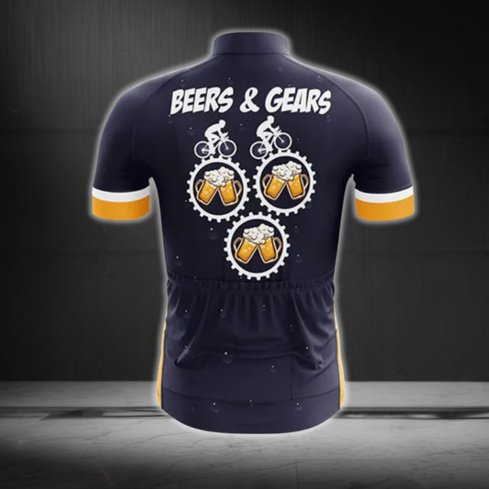 Beers And Gears Cycling Short Sleeve Jersey For Men, Beer Cycling Jerseys CG0658