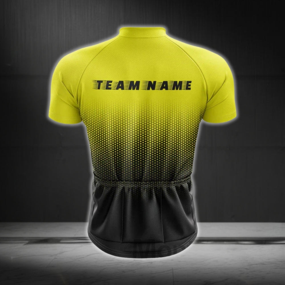 Custom Team Black And Yellow Short Sleeve Jersey For Men, Custom Cycling Team Jersey CG0497