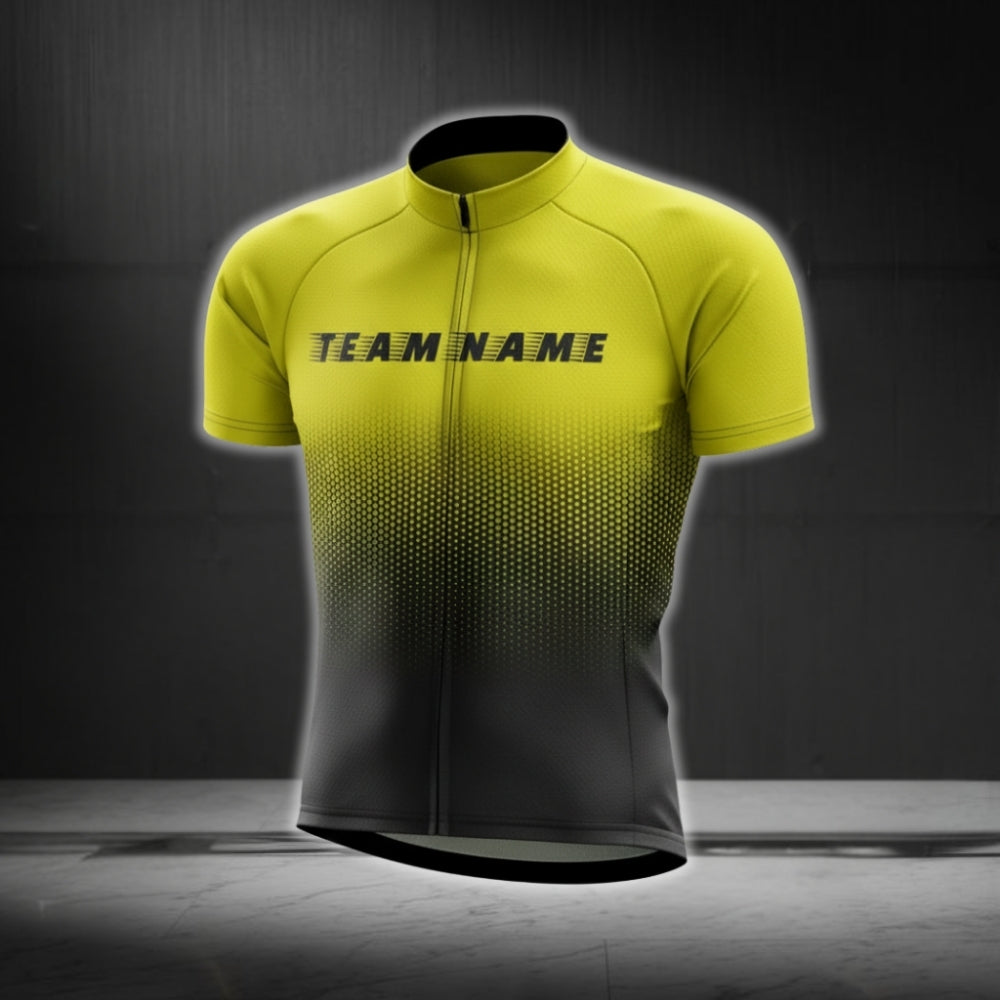 Custom Team Black And Yellow Short Sleeve Jersey For Men, Custom Cycling Team Jersey CG0497