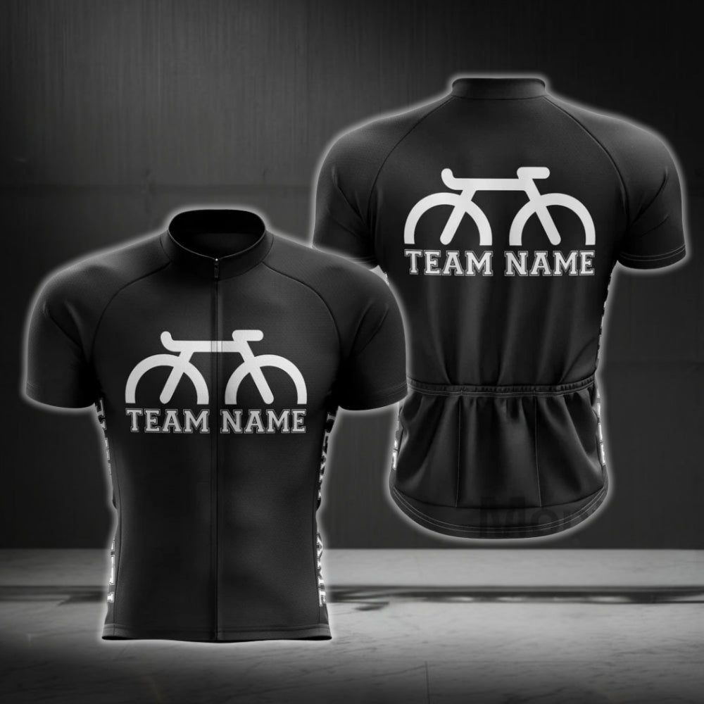 Custom Black White Team Cycling Jersey Short Sleeve For Men, Custom Cycling Jerseys CG0498