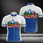 Blue And White Bigfoot Cycling Jersey Mens Short Sleeve, Bigfoot Sasquatch Cycling Jerseys CG0153