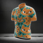 Orange Funny Cat Short Sleeve Men's Cycling Jersey, Cat Lover Cycling Jerseys CG0708