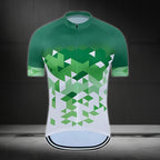 Green White Geometric Short Sleeve Cycling Jersey For Mens, Men's Cycling Jersey CZ0035