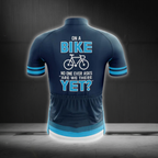 On A Bike No One Ever Asks Are We There Yet Men's Cycling Short Sleeve Jersey, Funny Blue Cycling Jersey CG0874