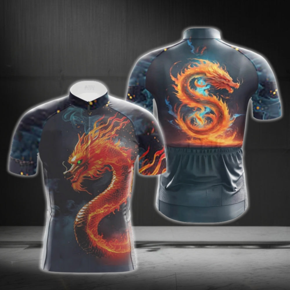 Dragon Flame Cycling Short Sleeve Jersey For Men, Dragon Cycling Jerseys CG0709
