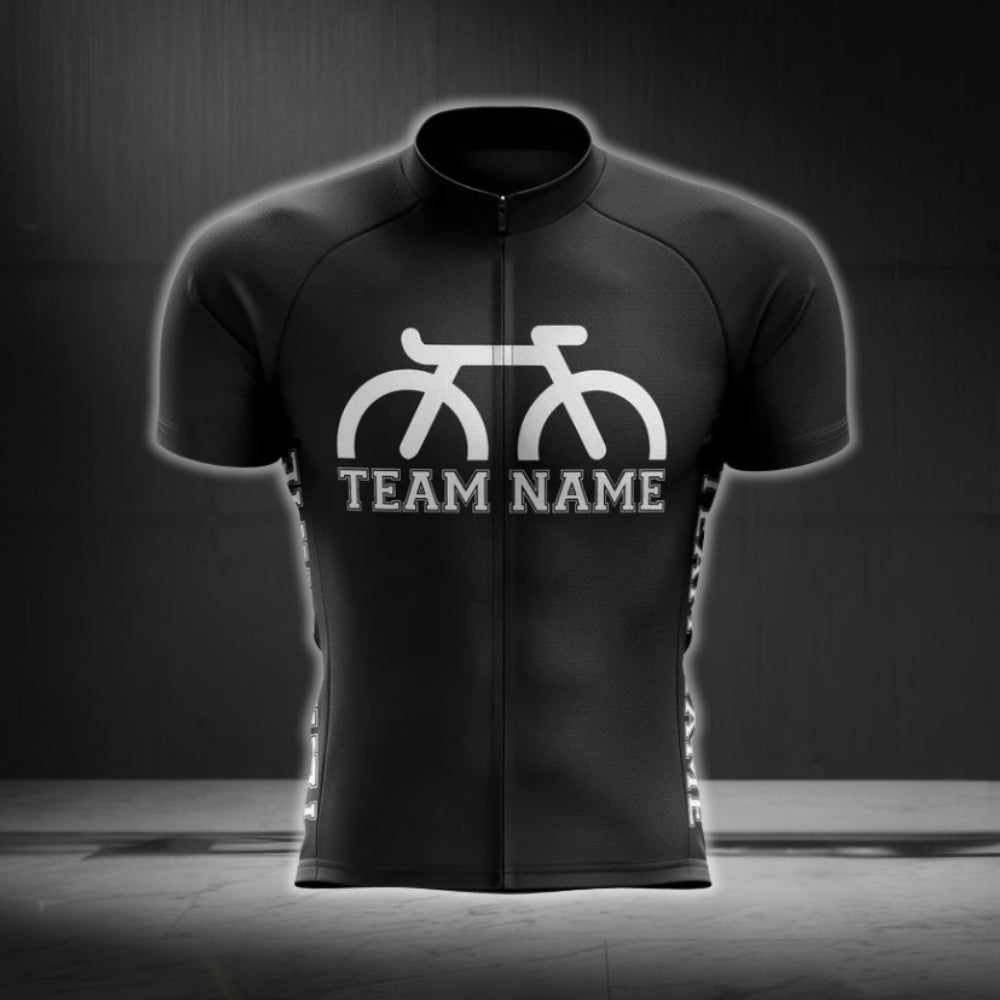 Custom Black White Team Cycling Jersey Short Sleeve For Men, Custom Cycling Jerseys CG0498