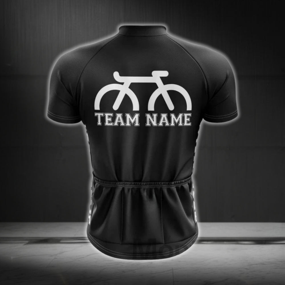 Custom Black White Team Cycling Jersey Short Sleeve For Men, Custom Cycling Jerseys CG0498