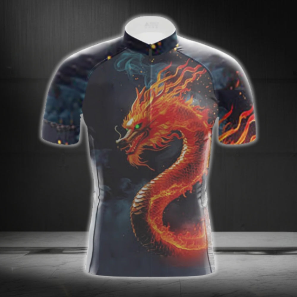 Dragon Flame Cycling Short Sleeve Jersey For Men, Dragon Cycling Jerseys CG0709
