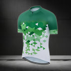 Green White Geometric Short Sleeve Cycling Jersey For Mens, Men's Cycling Jersey CZ0035