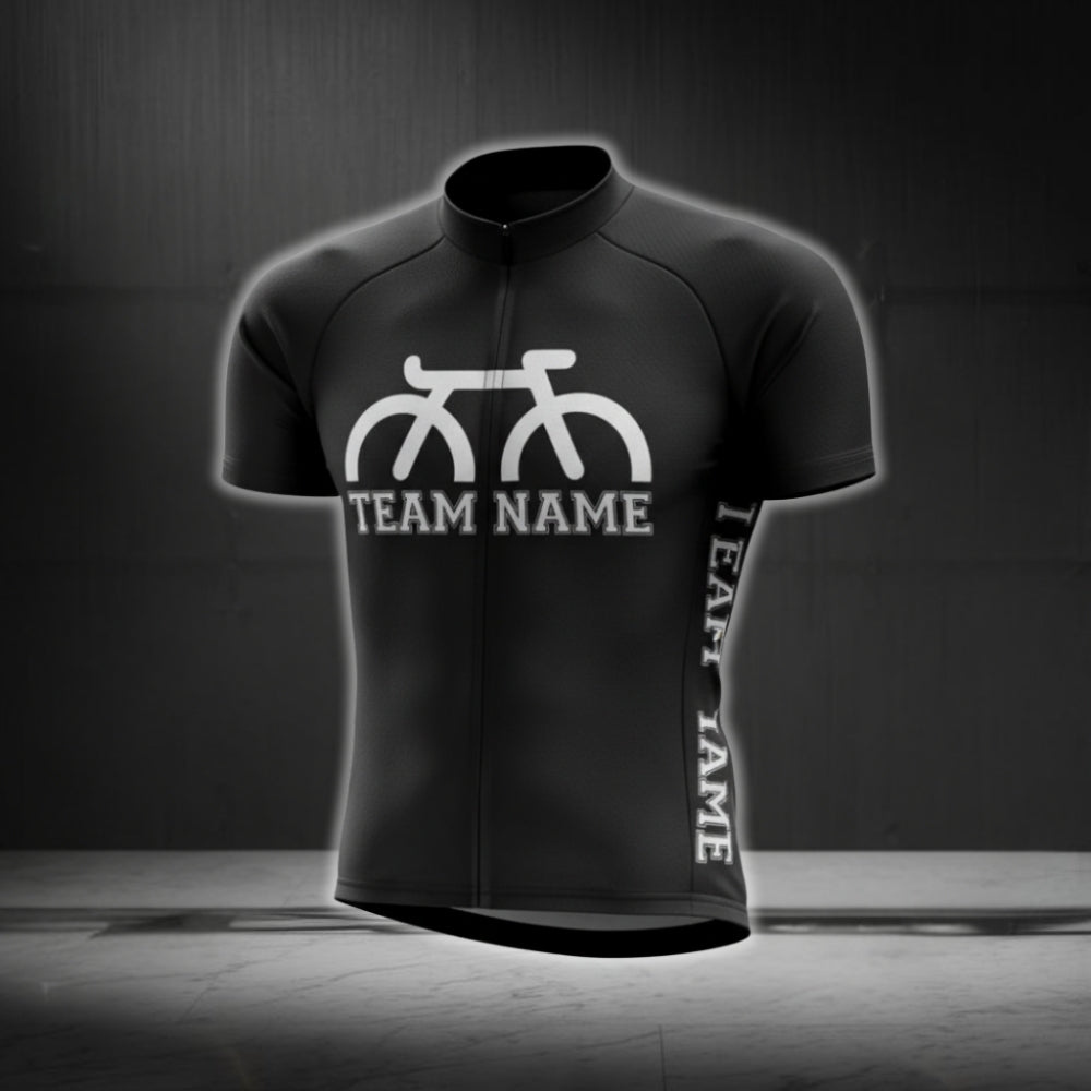 Custom Black White Team Cycling Jersey Short Sleeve For Men, Custom Cycling Jerseys CG0498