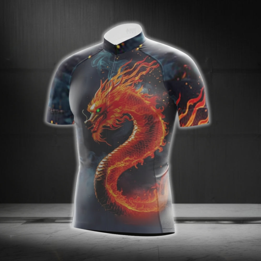 Dragon Flame Cycling Short Sleeve Jersey For Men, Dragon Cycling Jerseys CG0709