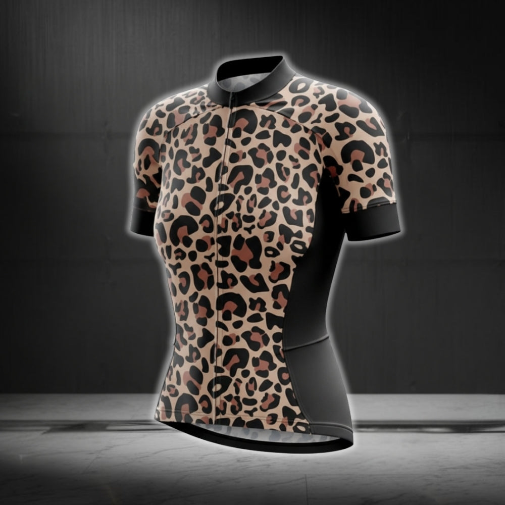 Women's Leopard Cycling Short Sleeve Jerseys, Leopard Ladies Cycling Jerseys CG0075