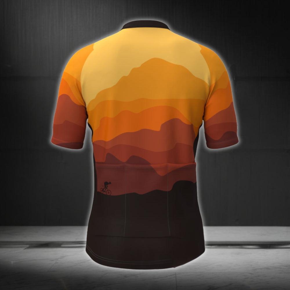 Men's Sunset Short Sleeve Cycling Jersey, Cycling Jerseys For Mens CZ0090