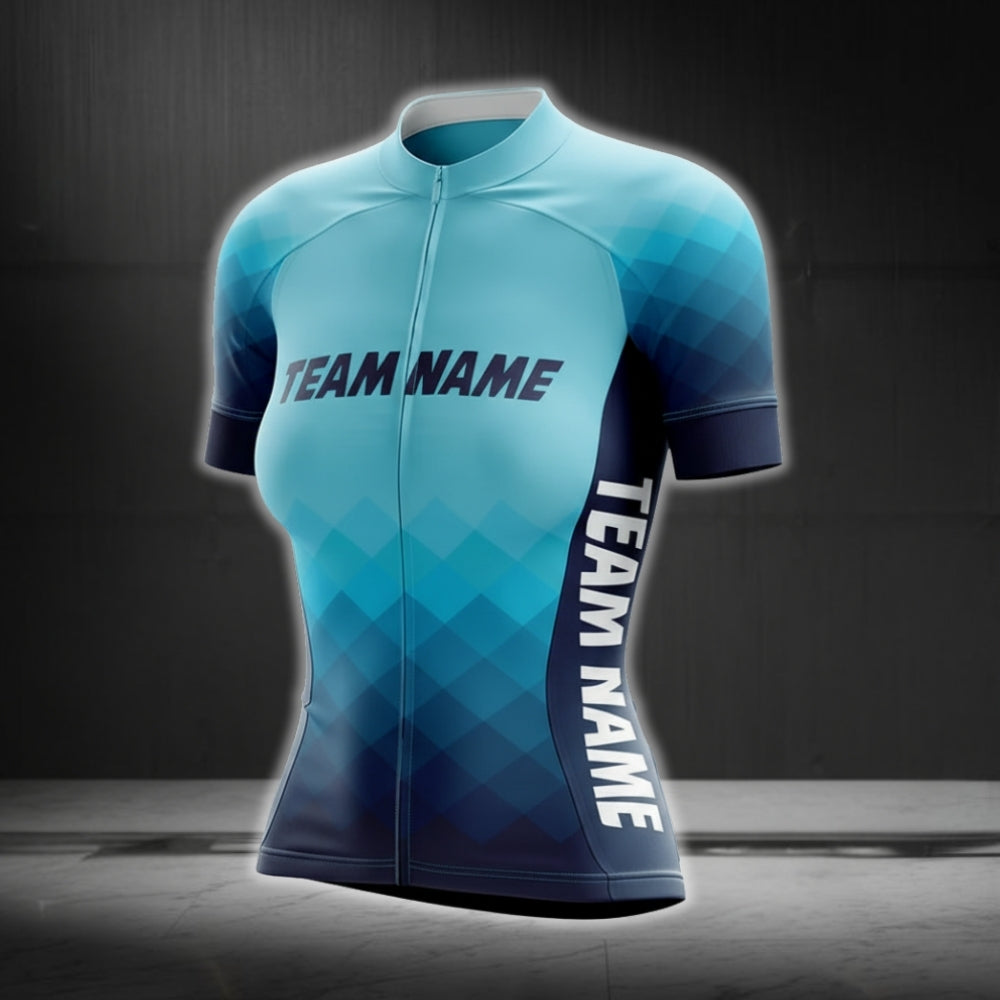 Custom Team Blue Cycling Short Sleeve Women's Cycling Jersey, Custom Cycling Jerseys Womens CG0083