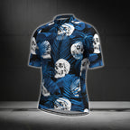 Tropical Skull Blue Cycling Short Sleeve Jersey For Men, Skull Cycling Jerseys CG0362