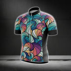 Colorful Abstract Waves Cycling Short Sleeve Jersey For Men, Abstract Cycling Jerseys CG0611