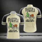 Sloth And Turtle Best Cycling Buddies For Life Cycling Short Sleeve Jersey For Mens, Funny Cycling Jerseys CG0120