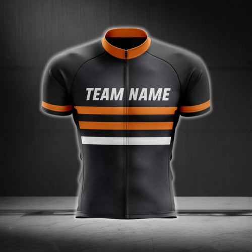 Black And Orange Custom Team Cycling Short Sleeve Men Jersey, Custom Cycling Jerseys CG0499