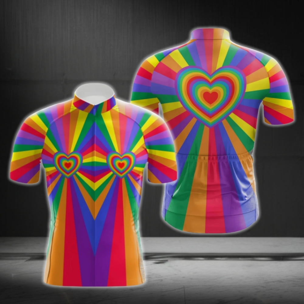 Colorful Rainbow Men's Short Sleeve Cycling Jersey, LGBT Pride Cycling Jerseys CG0711