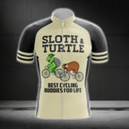 Sloth And Turtle Best Cycling Buddies For Life Cycling Short Sleeve Jersey For Mens, Funny Cycling Jerseys CG0120