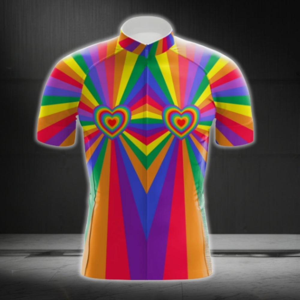 Colorful Rainbow Men's Short Sleeve Cycling Jersey, LGBT Pride Cycling Jerseys CG0711