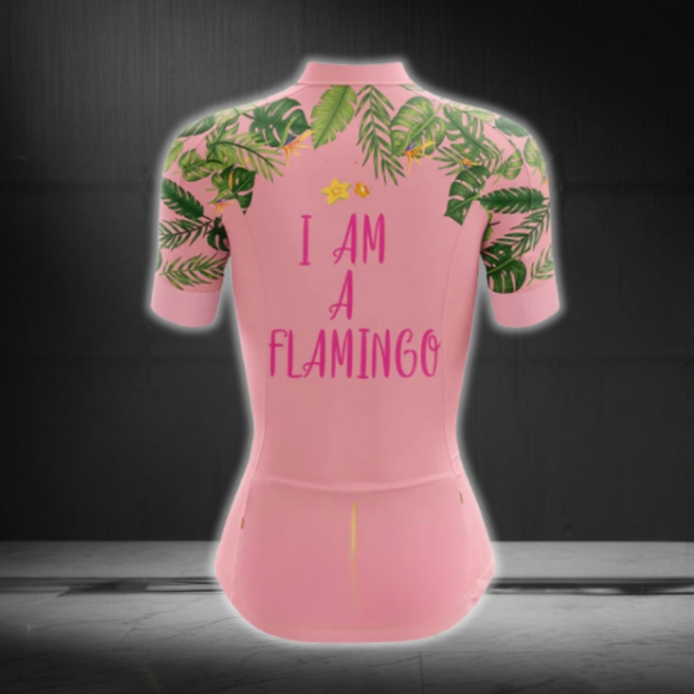 I Am A Flamingo Women Tropical Cycling Short Sleeve Jersey, Flamingo Cycling Jerseys For Women CG0093