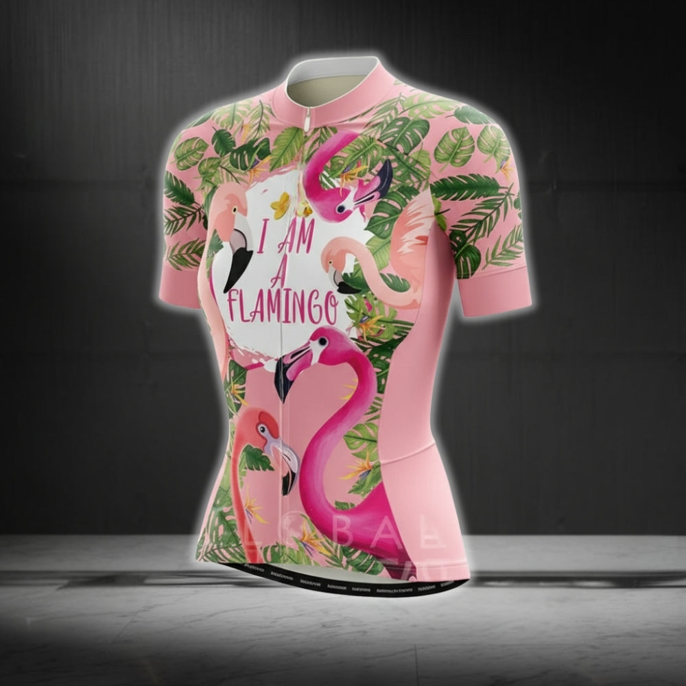 I Am A Flamingo Women Tropical Cycling Short Sleeve Jersey, Flamingo Cycling Jerseys For Women CG0093