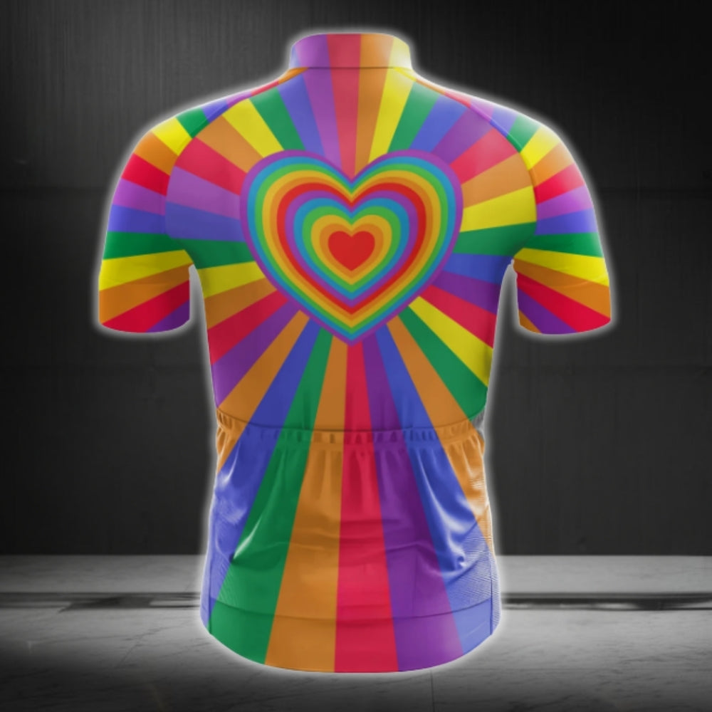 Colorful Rainbow Men's Short Sleeve Cycling Jersey, LGBT Pride Cycling Jerseys CG0711
