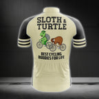 Sloth And Turtle Best Cycling Buddies For Life Cycling Short Sleeve Jersey For Mens, Funny Cycling Jerseys CG0120