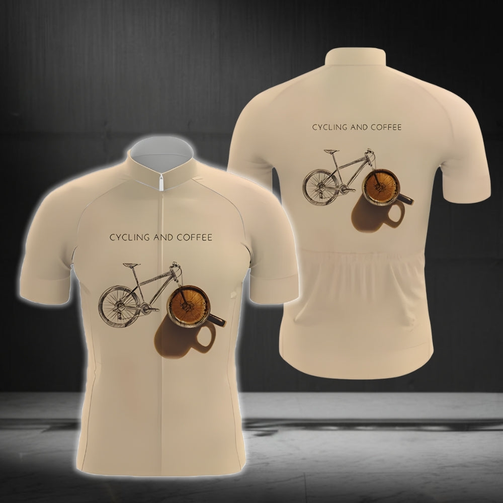 Cycling And Coffee Men's Short Sleeve Cycling Jersey, Coffee Cycling Jersey For Mens CG0001
