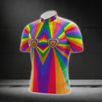 Colorful Rainbow Men's Short Sleeve Cycling Jersey, LGBT Pride Cycling Jerseys CG0711