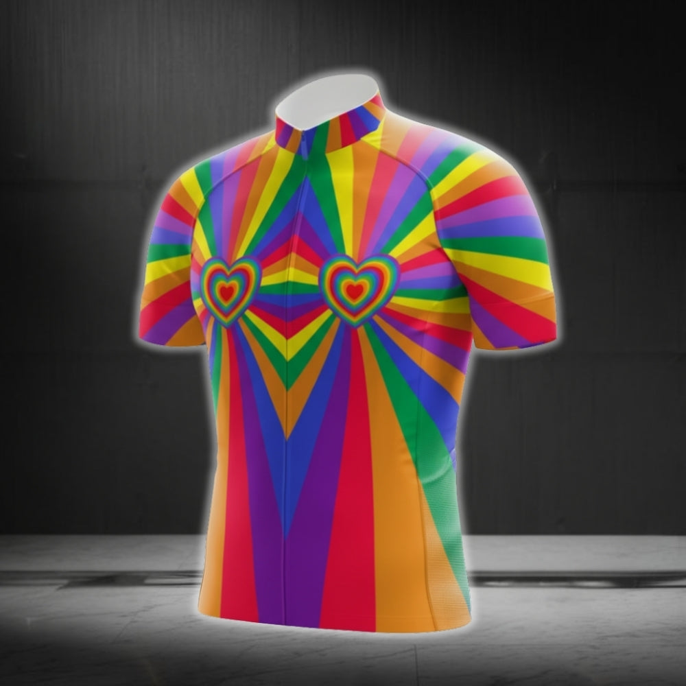 Colorful Rainbow Men's Short Sleeve Cycling Jersey, LGBT Pride Cycling Jerseys CG0711