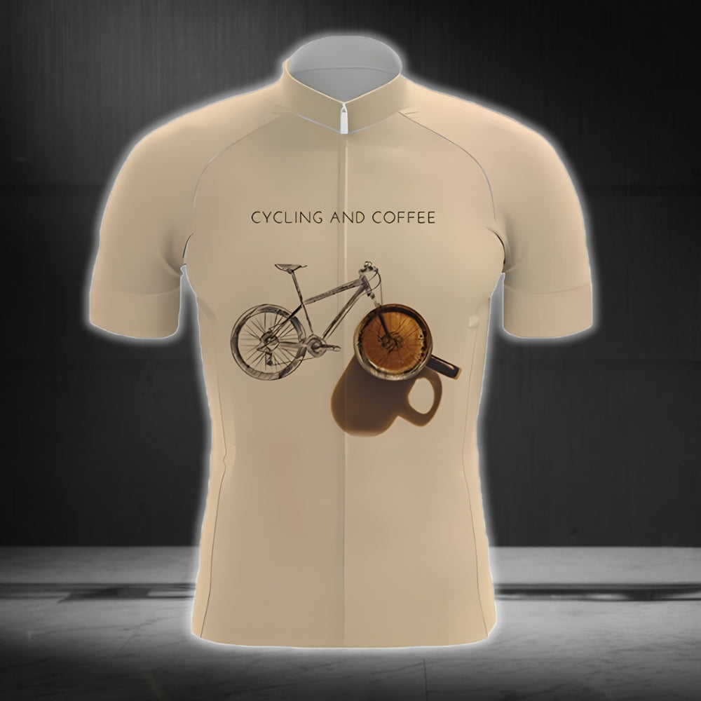 Cycling And Coffee Men's Short Sleeve Cycling Jersey, Coffee Cycling Jersey For Mens CG0001