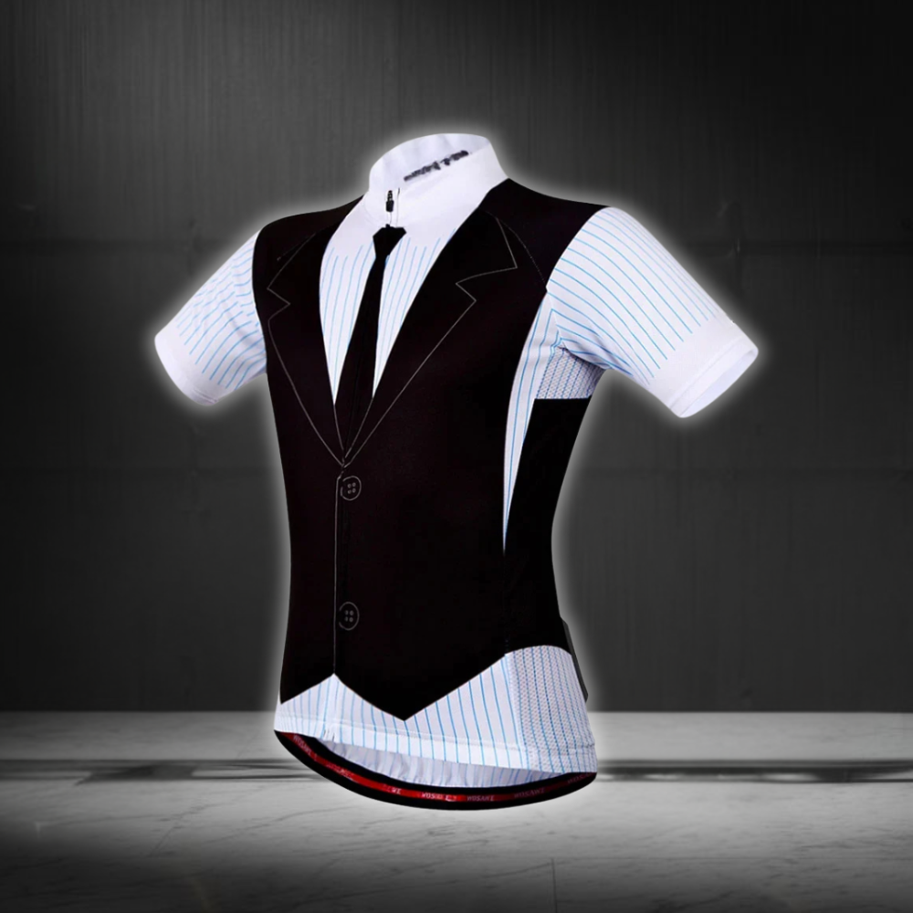 Tuxedo Black And White Cycling Short Sleeve Jersey For Men, Tuxedo Cycling Jersey CG0876
