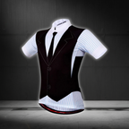 Tuxedo Black And White Cycling Short Sleeve Jersey For Men, Tuxedo Cycling Jersey CG0876