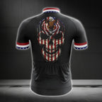 US Flag Skull Short Sleeve Cycling Jersey For Men, Skull Patriotic Cycling Jerseys CG0094