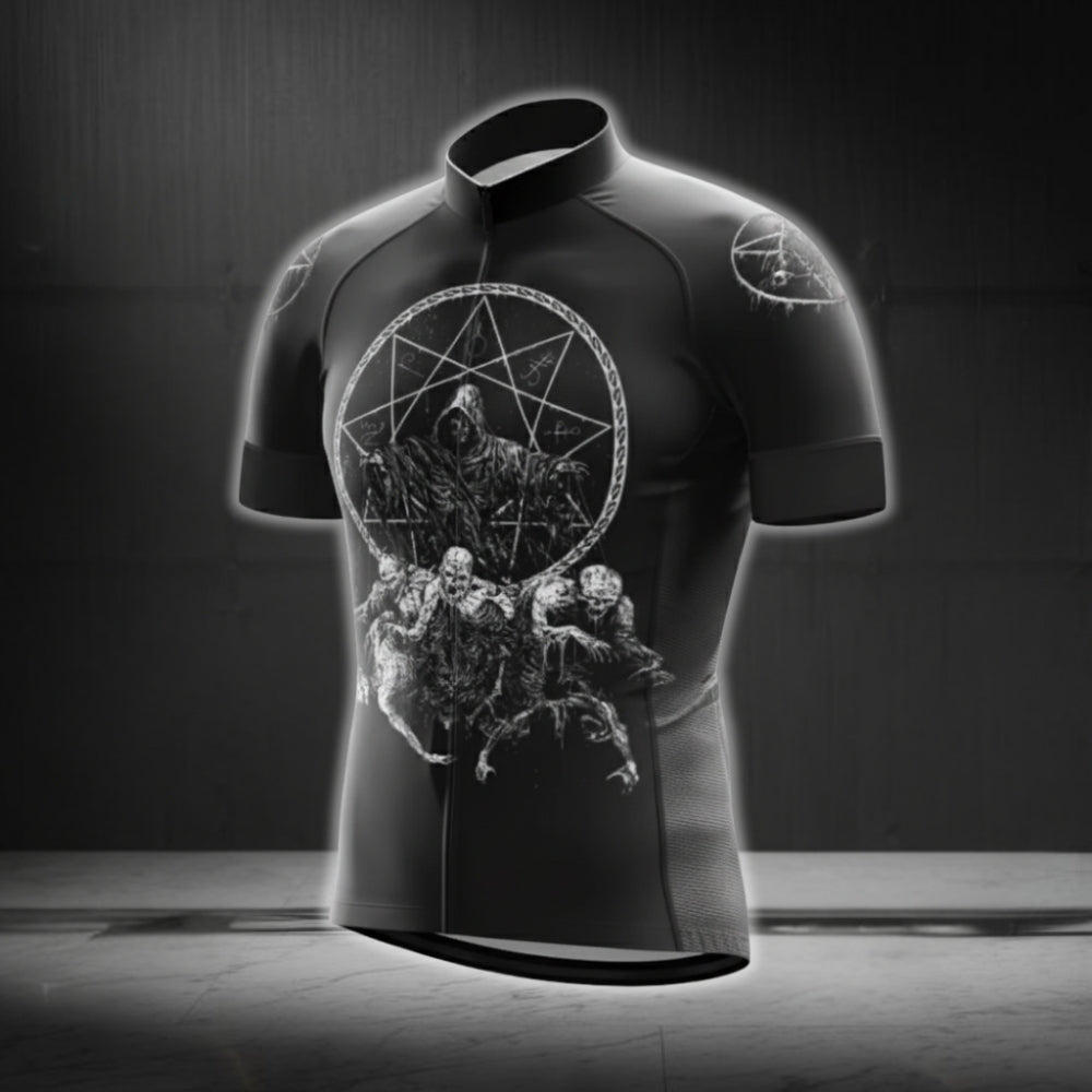 Skeleton Black Cycling Short Sleeve Jersey For Men, Skull Cycling Jerseys CG0661