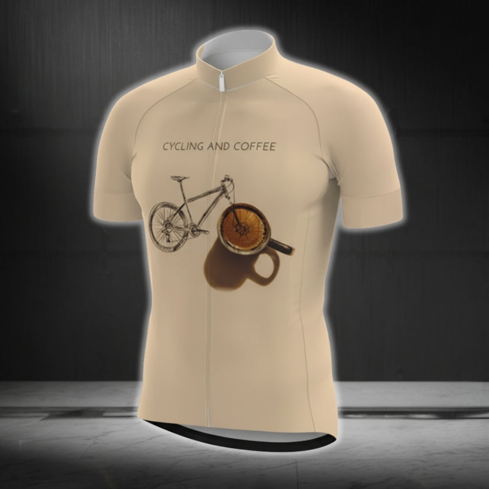 Cycling And Coffee Men's Short Sleeve Cycling Jersey, Coffee Cycling Jersey For Mens CG0001