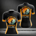 And She Lived Happily Ever After Women's Cycling Short Sleeve Jerseys, Black And Yellow Cycling Jerseys For Ladies  CG0095