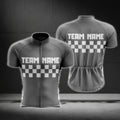 Custom Grey Checkered Short Sleeve Cycling Jersey For Men, Custom Team Cycling Jerseys CG0501
