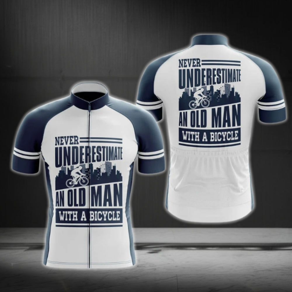 Never Underestimate An Old Man With A Bicycle Short Sleeve Cycling Jersey For Men, Funny Cycling Jerseys CG0662