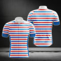 Stripe Blue Red White Men's Short Sleeve Cycling Jersey, Striped Cycling Jersey For Men CG0713