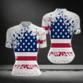 American Flag White Grunge Cycling Short Sleeve Jersey Women, Patriotic Cycling Jerseys For Ladies CG0122