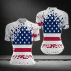 American Flag White Grunge Cycling Short Sleeve Jersey Women, Patriotic Cycling Jerseys For Ladies CG0122